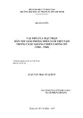 Luận văn Vai trò của mặt trận dân tộc giải phóng miền nam Việt Nam trong cuộc kháng chiến chống Mỹ (1960 – 1968)