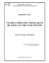 Luận văn Vấn đề campuchia trong quan hệ thái lan Việt Nam 1979 - 1991
