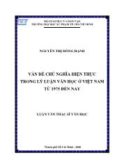 Luận văn Vấn đề chủ nghĩa hiện thực trong lý Luận văn học ở Việt Nam từ 1975 đến nay