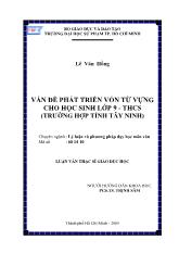Luận văn Vấn đề phát triển vốn từ vựng cho học sinh lớp 9 - THCS (trường hợp tỉnh Tây Ninh)