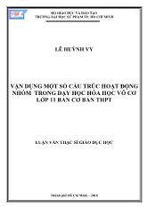 Luận văn Vận dụng một số cấu trúc hoạt động nhóm trong dạy học hóa học vô cơ lớp 11 ban cơ bản THPT