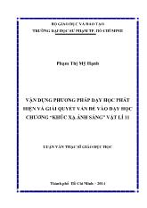Luận văn Vận dụng phương pháp dạy học phát hiện và giải quyết vấn đề vào dạy học chương “khúc xạ ánh sáng” Vật lí 11
