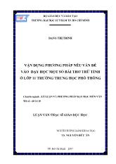Luận văn Vận dụng phương pháp nêu vấn đề vào dạy học một số bài thơ trữ tình ở lớp 11 trường trung học phổ thông