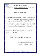 Luận văn Vận dụng phương pháp thực nghiệm vào dạy học chương 