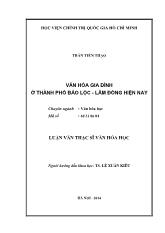Luận văn Văn hóa gia đình ở thành phố bảo lộc - Lâm đồng hiện nay