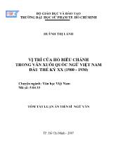 Luận văn Vị trí của Hồ Biểu Chánh trong văn xuôi quốc ngữ Việt Nam đầu thế kỷ XX (1900 - 1930)