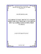 Luận văn Xác định các đặc trưng của thanh nhiên liệu hạt nhân dựa vào những bức xạ gamma năng lượng thấp và tia X