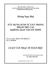 Luận văn Xây dựng hàm tử ext trong phạm trù các không gian vectơ tôpô