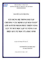 Luận văn Xây dựng hệ thống bài tập chương “các định luật bảo toàn” lớp 10 THPT nhằm phát triển năng lực tư duy độc lập và nâng cao hiệu quả tự học của học sinh