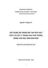 Luận văn Xây dựng hệ thống bài tập hóa học hữu cơ lớp 11 trung học phổ thông dùng cho học sinh khá giỏi