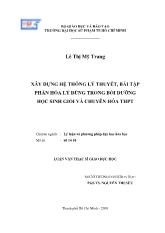 Luận văn Xây dựng hệ thống lý thuyết, bài tập phần hóa lý dùng trong bồi dưỡng học sinh giỏi và chuyên hóa THPT