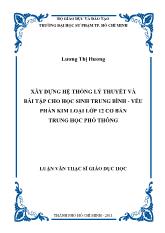 Luận văn Xây dựng hệ thống lý thuyết và bài tập cho học sinh trung bình - Yếu phần kim loại lớp 12 cơ bản trung học phổ thông