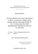 Luận văn Xây dựng phương án dạy học theo hướng sử dụng câu hỏi trắc nghiệm trong dạy học chương “hạt nhân nguyên tử” Vật lý 12 trung học phổ thông nhằm phát huy tính tích cực học tập của học sinh