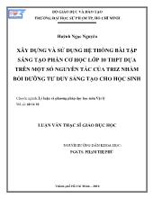 Luận văn Xây dựng và sử dụng hệ thống bài tập sáng tạo phần cơ học lớp 10 thpt dựa trên một số nguyên tắc của triz nhằm bồi dưỡng tư duy sáng tạo cho học sinh