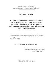 Luận văn Xây dựng website chương nguyên tử, chương bảng tuần hoàn các nguyên tố hóa học và định luật tuần hoàn lớp 10 cơ bản để nâng cao chất lượng dạy học