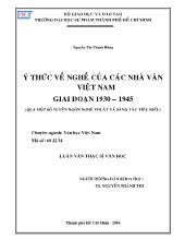 Luận văn Ý thức về nghề của các nhà văn Việt Nam giai đoạn 1930 – 1945