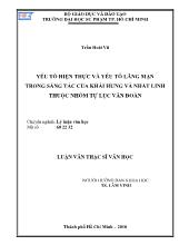 Luận văn Yếu tố hiện thực và yếu tố lãng mạn trong sáng tác của khái hưng và nhất linh thuộc nhóm tự lục văn đoàn