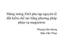 Màng mỏng ZnO pha tạp nguyên tố đất hiếm chế tạo bằng phương pháp phún xạ magnetron