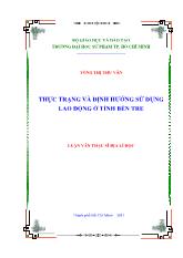 Thực trạng và định hướng sử dụng lao động ở tỉnh Bến Tre