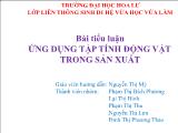 Tiểu luận Ứng dụng tập tính động vật trong sản xuất