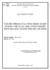 Vấn đề stress của công nhân ở một số khu chế xuất, khu công nghiệp trên địa bàn thành phố Hồ Chí Minh
