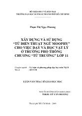Xây dựng và sử dụng “từ điển thuật ngữ moophy” cho việc dạy và học Vật lý ở trường phổ thông chương “từ trường” lớp 11
