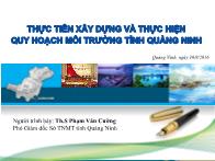 Báo cáo Thực tiễn xây dựng và thực hiện quy hoạch môi trường tỉnh Quảng Ninh