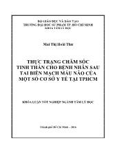 Khóa luận Thực trạng chăm sóc tinh thần cho bệnh nhân sau tai biến mạch máu não của một số cơ sở y tế tại TP. Hồ Chí Minh