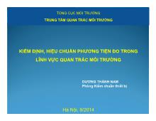 Kiểm định, hiệu chuẩn phương tiện đo trong lĩnh vực quan trắc môi trường