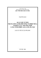 Luận án Quan hệ xã hội trong bối cảnh phi nông nghiệp hóa: Nghiên cứu trường hợp làng Ninh Hiệp, Gia Lâm, Hà Nội