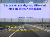 Báo cáo kết quả thực tập Giáo trình Môn Hệ thống Nông nghiệp