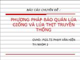 Chuyên đề Phương pháp bảo quản lúa giống và lúa thịt truyền thống