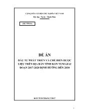 Đề án Đầu tư phát triển và chế biến dược liệu trên địa bàn tỉnh Kon Tum giai đoạn 2017-2020 định hướng đến 2030