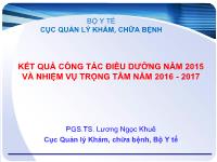 Kết quả công tác điều dưỡng năm 2015 và nhiệm vụ trọng tâm năm 2016 - 2017