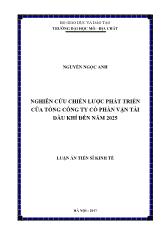 Luận án Nghiên cứu chiến lược phát triển của Tổng công ty cổ phần vận tải dầu khí đến năm 2025