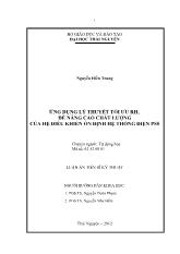 Luận án Ứng dụng lý thuyết tối ưu RH để nâng cao chất lượng của hệ điều khiển ổn định hệ thống điện PSS