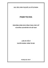 Luận án Vận động chính sách công ở Anh, Pháp, Mỹ và những gợi mở đối với Việt Nam