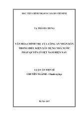 Luận án Văn hóa chính trị của công an nhân dân trong điều kiện xây dựng nhà nước pháp quyền ở Việt Nam hiện nay
