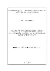 Luận văn Nhân tố ảnh hưởng tới động lực làm việc của công chức tại sở lao động - thương binh và xã hội tỉnh Nam Định
