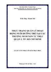 Luận văn Thực trạng quản lý hoạt động nuôi dưỡng trẻ tại các trường mầm non tư thục Quận 2, TP. Hồ Chí Minh
