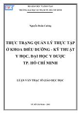 Luận văn Thực trạng quản lý thực tập ở Khoa Điều dưỡng – Kỹ thuật Y học, Đại Học Y Dược thành phố Hồ Chí Minh