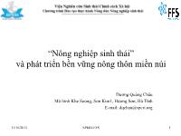 “Nông nghiệp sinh thái” và phát triển bền vững nông thôn miền núi