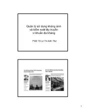 Quản lý sử dụng kháng sinh và kiểm soát lây truyền vi khuẩn đa kháng