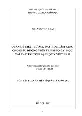 [Tóm tắt] Luận án Quản lý chất lượng dạy học lâm sàng cho điều dưỡng viên trình độ đại học tại các trường đại học y Việt Nam