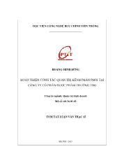 [Tóm tắt] Luận văn Hoàn thiện công tác quản trị kênh phân phối tại Công ty cổ phần dược phẩm Trường Thọ