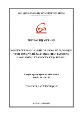 [Tóm tắt] Luận văn Nghiên cứu hành vi khách hàng sử dụng dịch vụ di động và đề xuất biện pháp tạo dựng lòng trung thành của khách hàng