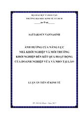 Ảnh hưởng của năng lực nhà khởi nghiệp và môi trường khởi nghiệp đến kết quả hoạt động của doanh nghiệp vừa và nhỏ tại Lào