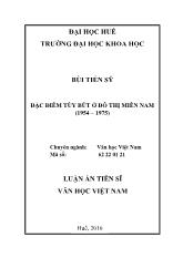 Chuyên ngành Vắn học Việt Nam - Luận án Đặc điểm tùy bút ở đô thị miền Nam (1954 – 1975)