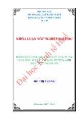 Đánh giá hiệu quả kinh tế sản xuất dưa hấu ở xã Cẩm Sơn, huyện Anh Sơn, tỉnh Nghệ An