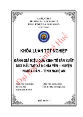 Đánh giá hiệu quả kinh tế sản xuất dưa hấu tại xã Nghĩa Yên – Huyện Nghĩa Đàn – Tỉnh Nghệ An